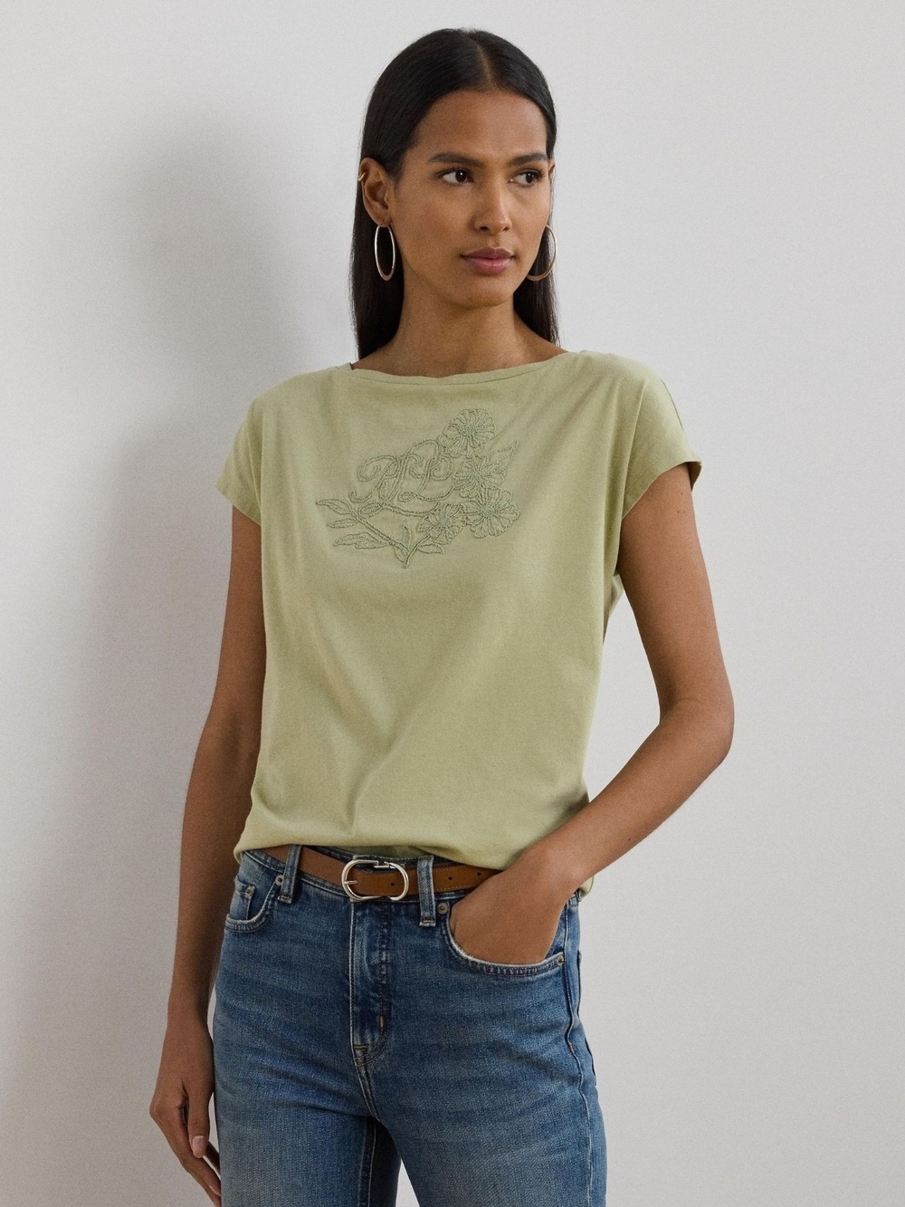 Lauren Ralph Lauren Women’s Plus Size Embroidered Logo Cotton Jersey Tee